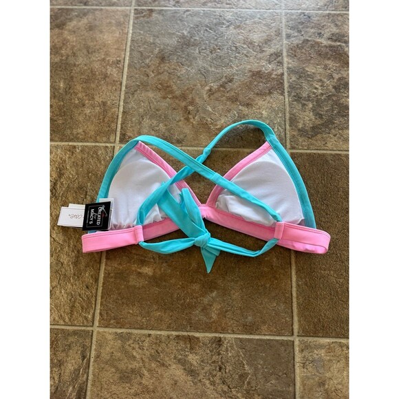 Salt + Cove Triangle Colorblock Bikini Swim Top Blue Multi Size Large - Picture 6 of 8